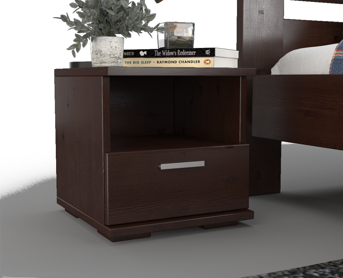Nobis Kiefer Massivholz Nachttisch Nachtschrank | 1-Schublade und 1 Regal | 100% Bio Kiefer Kiefer Massivholz
