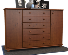 Lade das Bild in den Galerie-Viewer, Anika Kommode XL Sideboard | Anrichte | 2-Türig | 6-Schubladen | 100% Bio Kiefer Massivholz Kiefer Massivholz