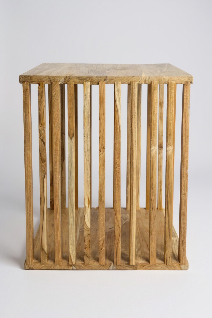 TEAK HANDCRAFT – Handgefertigter Beistelltisch aus massivem Teakholz FaHome