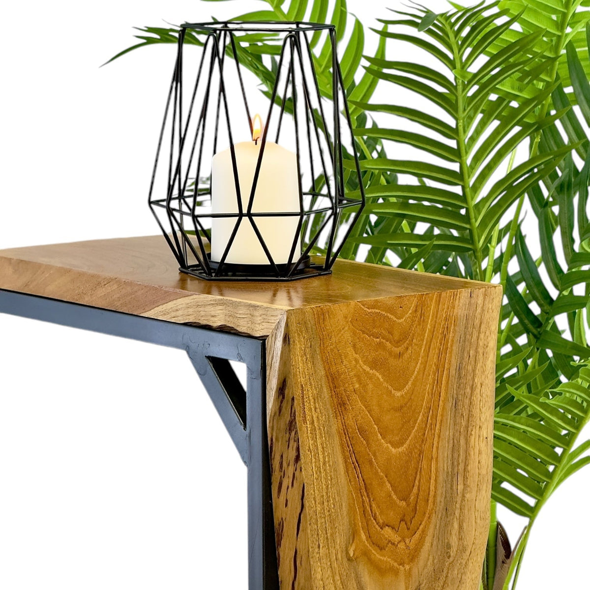 Teak Slide – Handgefertigter Beistelltisch aus massivem Teakholz & Metall FaHome