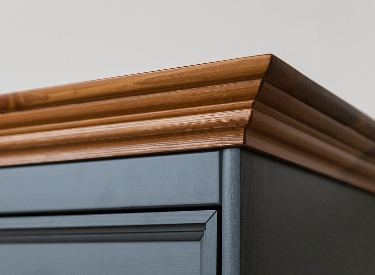 Bologna Elegante Massivholz Kiefer 5 Schubladen Kommode | Farbe Graphit - Eiche