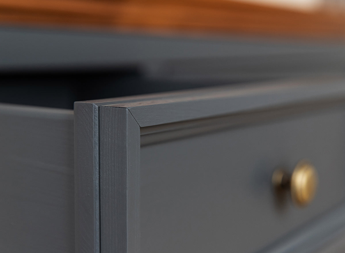 Bologna Elegante Massivholz Kiefer Kommode 3.3 | Farbe Graphit - Eiche Kiefer Massivholz