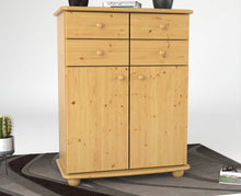 Lade das Bild in den Galerie-Viewer, Anika Kommode Sideboard | Anrichte | 2-Türig | 4 Schubladen | 100% Bio Kiefer Massivholz
