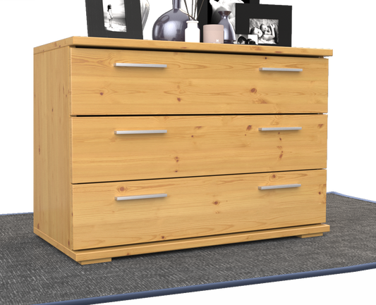 Nobis Kommode Sideboard | 3 große Schubladen | 57cm hoch | 100% Bio Kiefer Massivholz Kiefer Massivholz