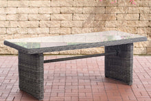 Lade das Bild in den Galerie-Viewer, Polyrattan Tisch - XL 200 x 90 cm grau-meliert
