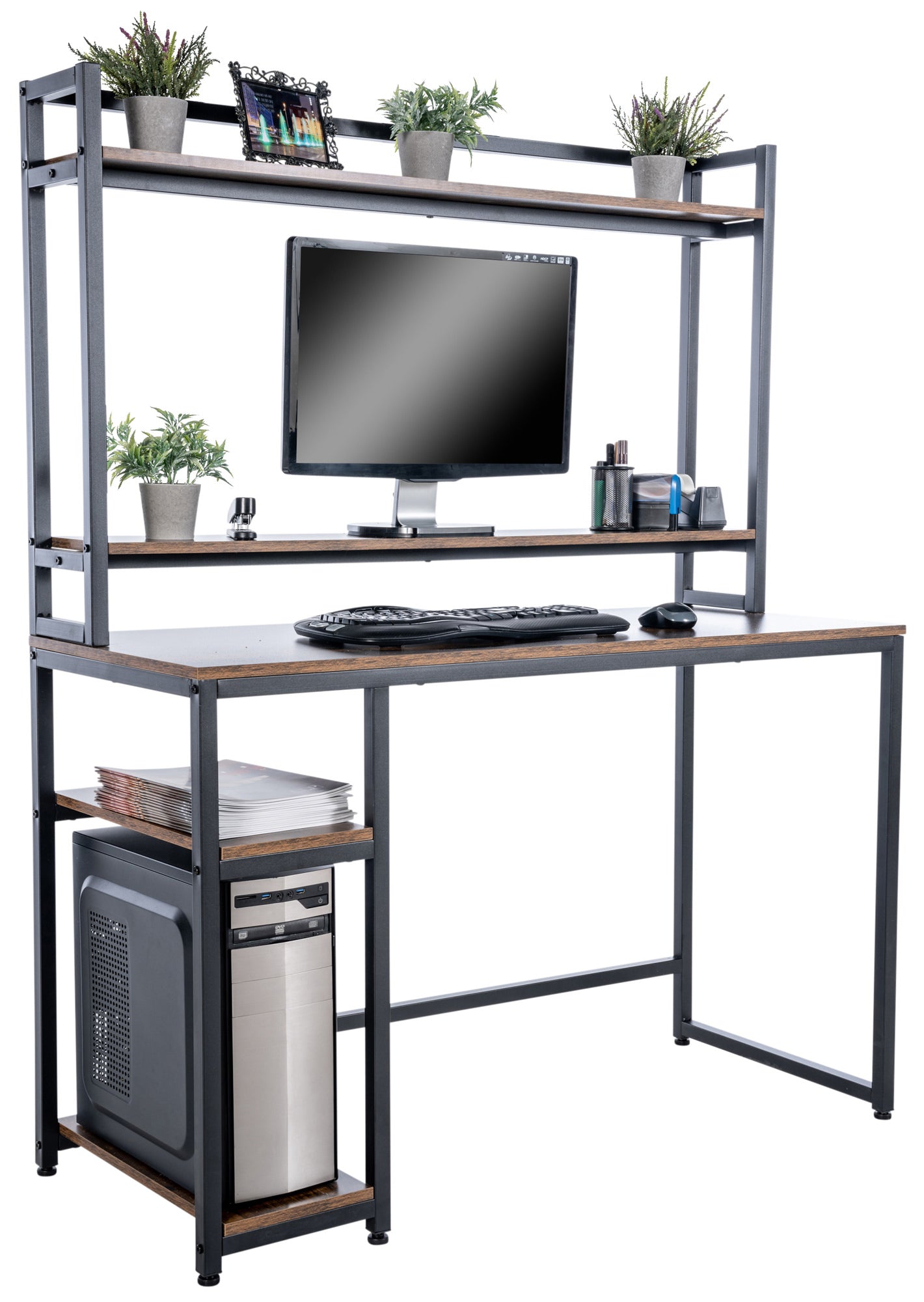 BillingsPro Loft-Schreibtisch mit Regal – Modernes Bürodesign LinkeHomeStore