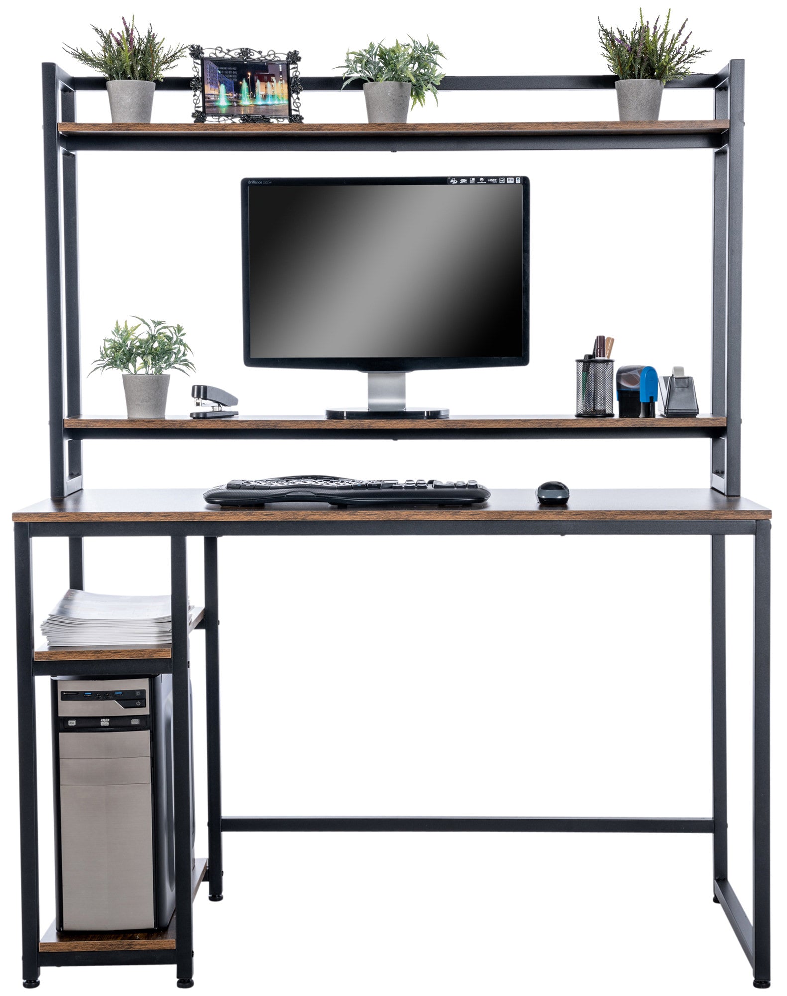 BillingsPro Loft-Schreibtisch mit Regal – Modernes Bürodesign LinkeHomeStore
