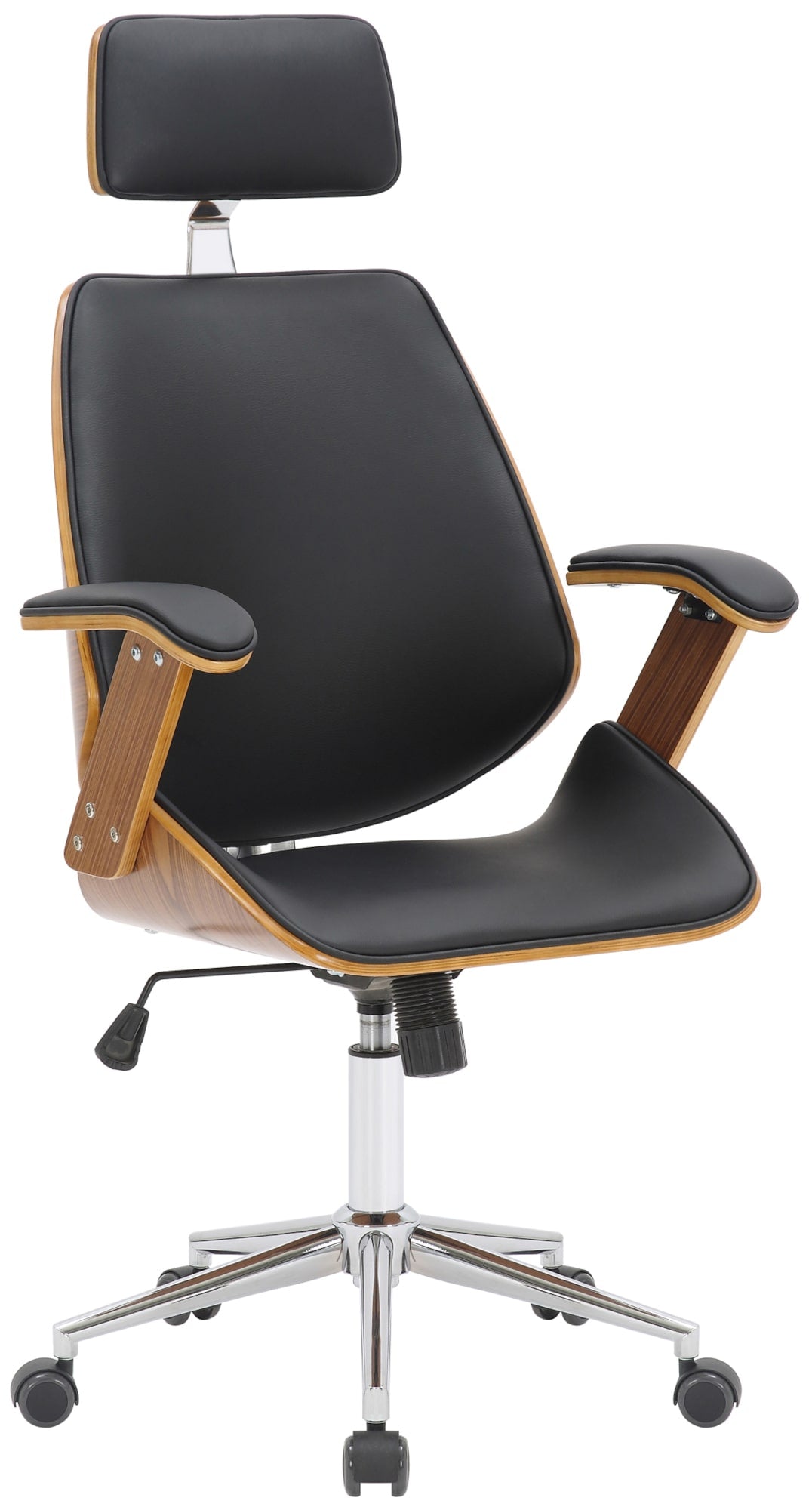 Chicago Bürostuhl – Kunstleder & Walnuss-Holzrahmen LinkeHomeStore