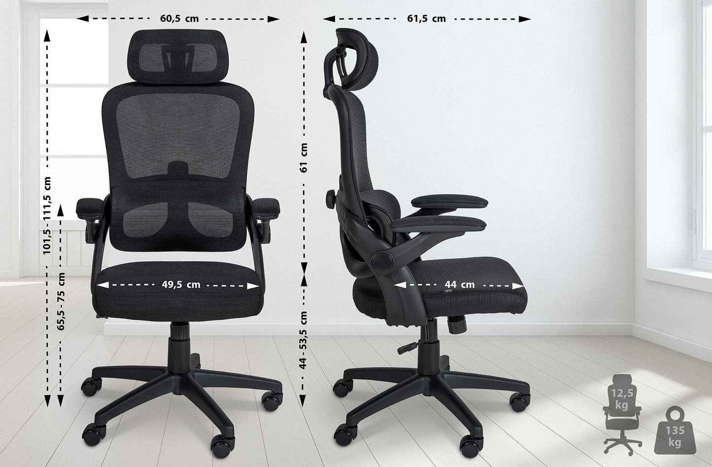 Garston Ergonomischer Bürostuhl – Mesh, Lordosenstütze & Kopfstütze LinkeHomeStore
