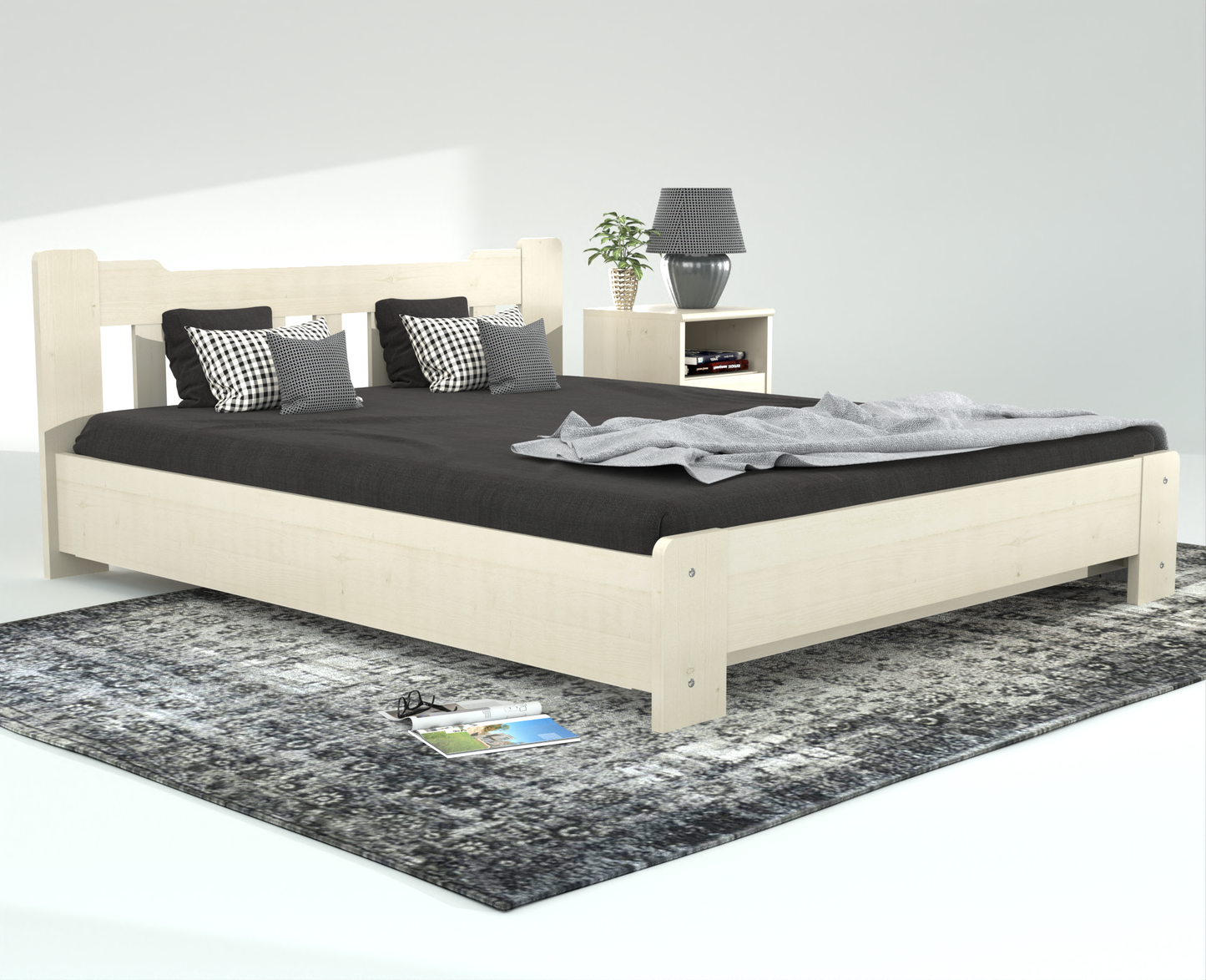 Leo Kieferbett mit Bettkasten | Massivholz | Naturholz | 100% Bio-Bett inkl. Lattenrost Kiefer Massivholz
