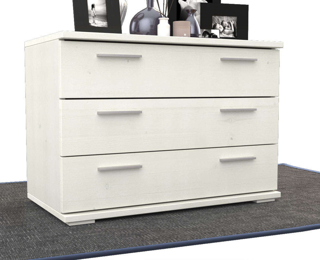 Nobis Kommode Sideboard | 3 große Schubladen | 57cm hoch | 100% Bio Kiefer Massivholz Kiefer Massivholz