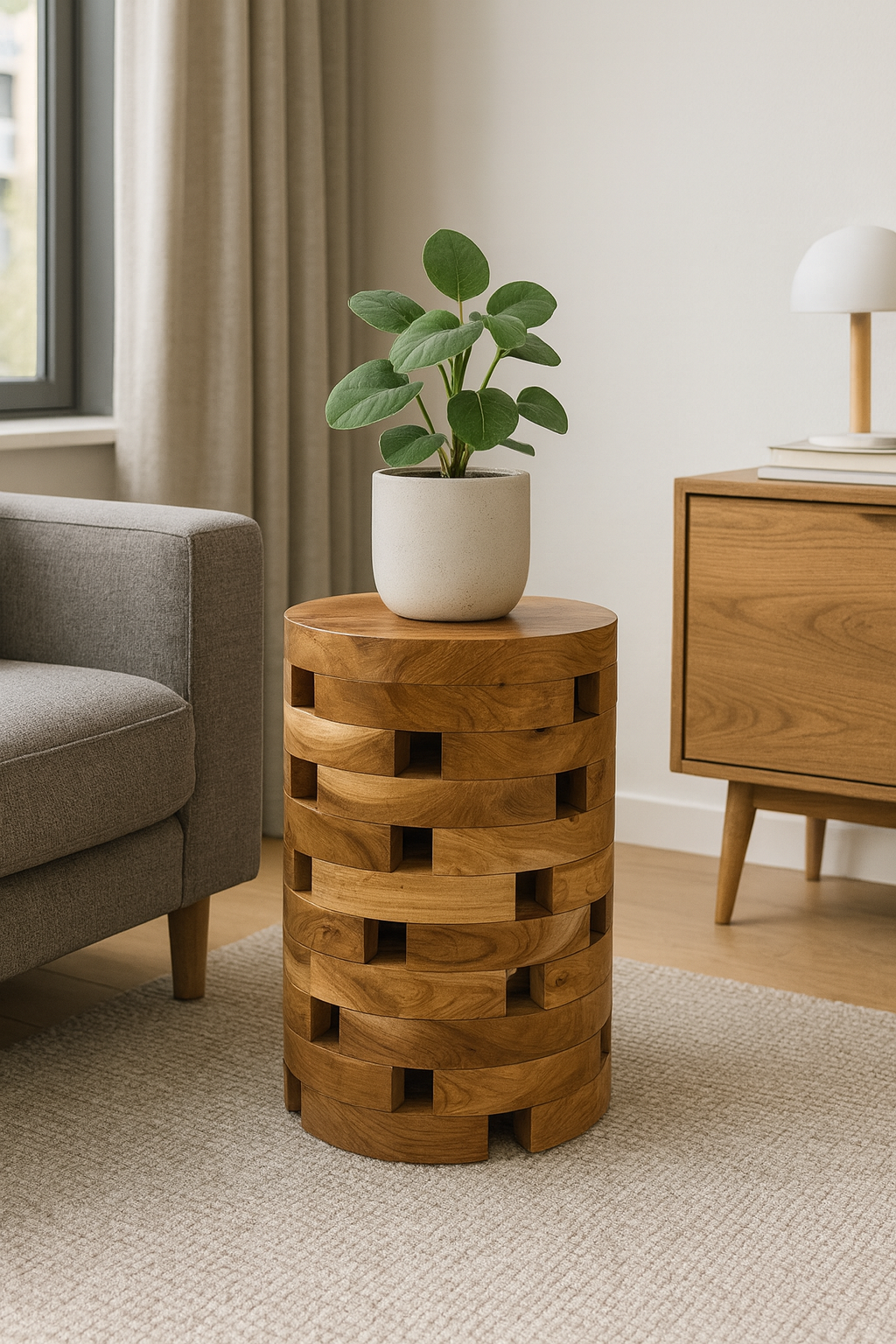 TEAK LAMINATED BLOCK – Handgefertigter Hocker & Beistelltisch aus massivem Teakholz FaHome