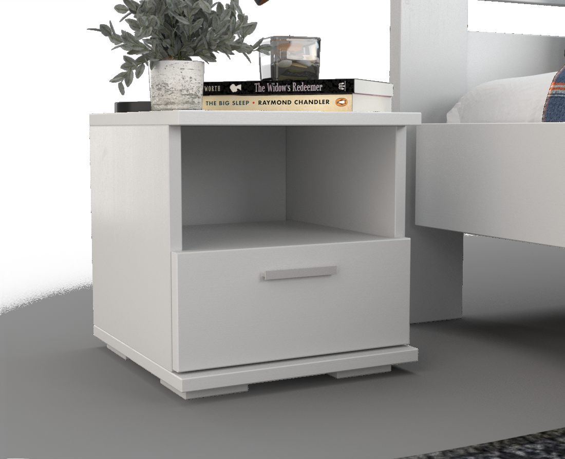 Nobis Kiefer Massivholz Nachttisch Nachtschrank | 1-Schublade und 1 Regal | 100% Bio Kiefer Kiefer Massivholz
