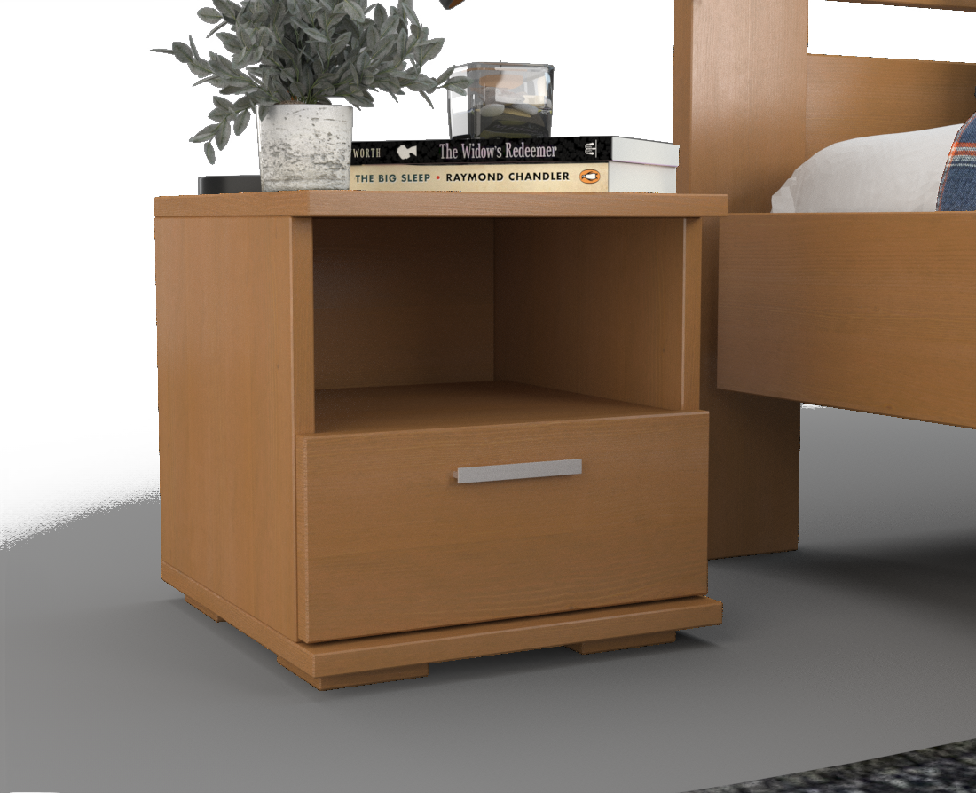 Nobis Kiefer Massivholz Nachttisch Nachtschrank | 1-Schublade und 1 Regal | 100% Bio Kiefer Kiefer Massivholz