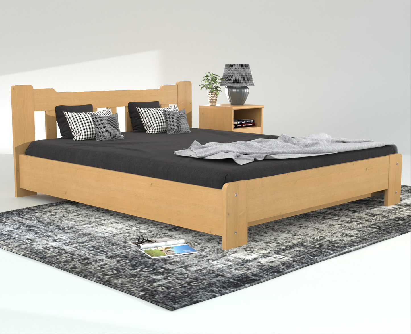 Leo Kieferbett mit Bettkasten | Massivholz | Naturholz | 100% Bio-Bett inkl. Lattenrost Kiefer Massivholz