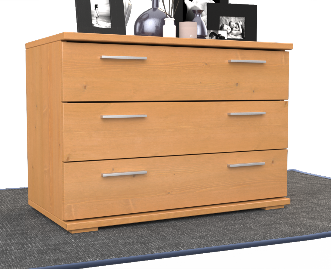 Nobis Kommode Sideboard | 3 große Schubladen | 57cm hoch | 100% Bio Kiefer Massivholz Kiefer Massivholz