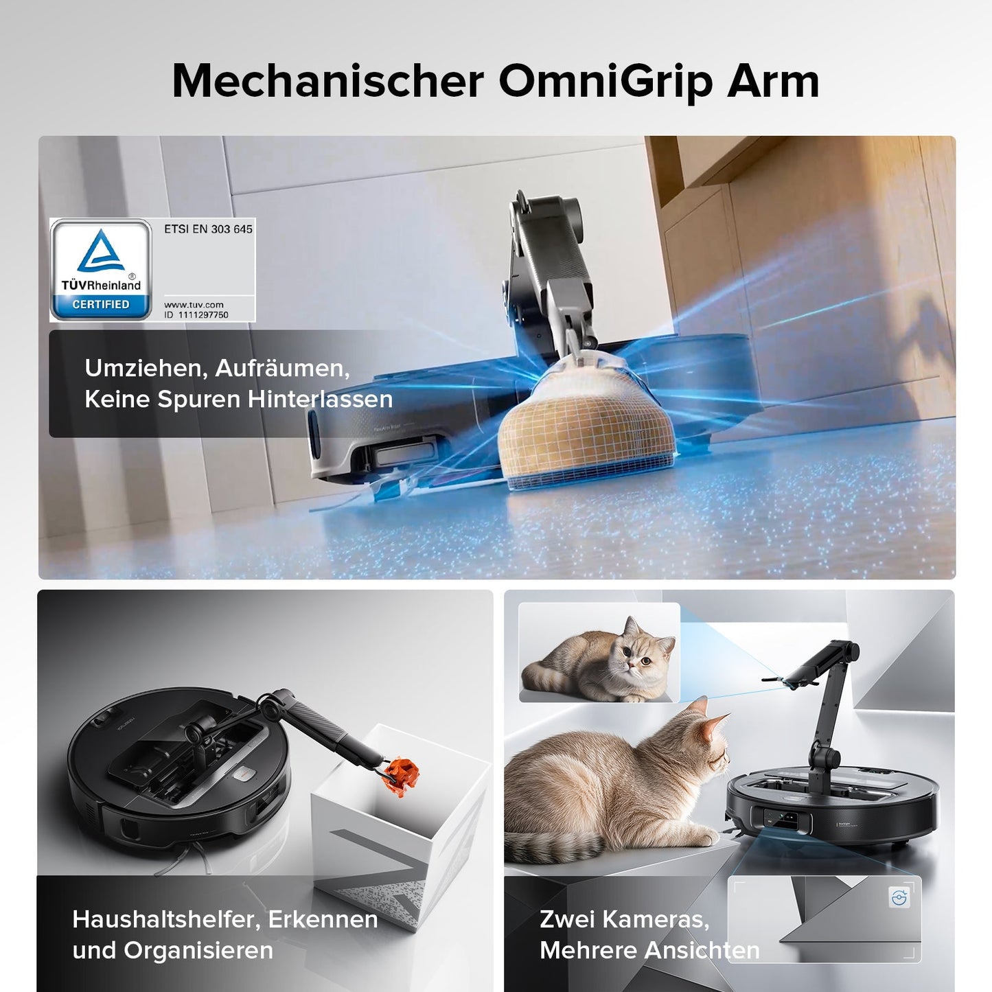 Roborock Saros Z70 Staubsaugerroboter mit mechanischem OmniGrip™ Arm