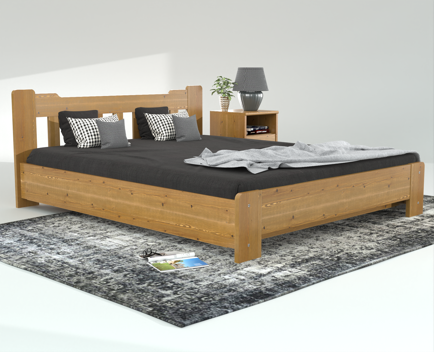 Leo Kieferbett mit Bettkasten | Massivholz | Naturholz | 100% Bio-Bett inkl. Lattenrost Kiefer Massivholz