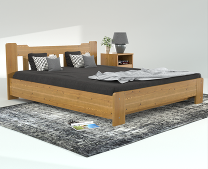 Leo Kieferbett mit Bettkasten | Massivholz | Naturholz | 100% Bio-Bett inkl. Lattenrost Kiefer Massivholz