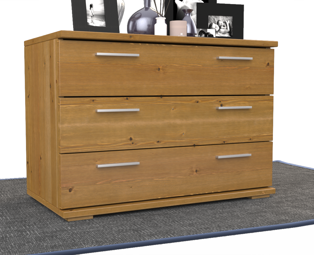 Nobis Kommode Sideboard | 3 große Schubladen | 57cm hoch | 100% Bio Kiefer Massivholz Kiefer Massivholz