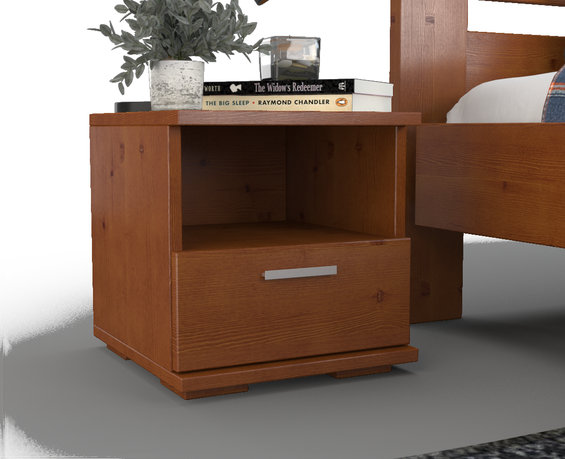 Nobis Kiefer Massivholz Nachttisch Nachtschrank | 1-Schublade und 1 Regal | 100% Bio Kiefer Kiefer Massivholz