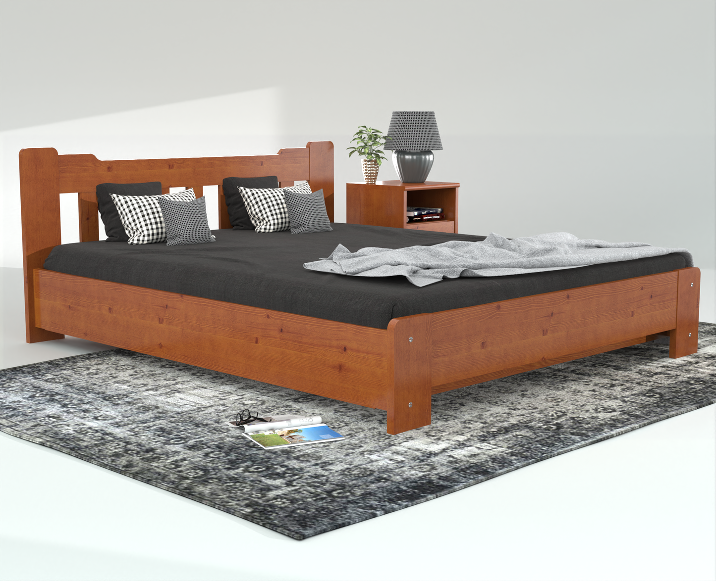 Leo Kieferbett mit Bettkasten | Massivholz | Naturholz | 100% Bio-Bett inkl. Lattenrost Kiefer Massivholz