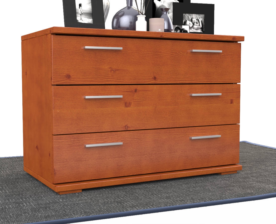 Nobis Kommode Sideboard | 3 große Schubladen | 57cm hoch | 100% Bio Kiefer Massivholz Kiefer Massivholz