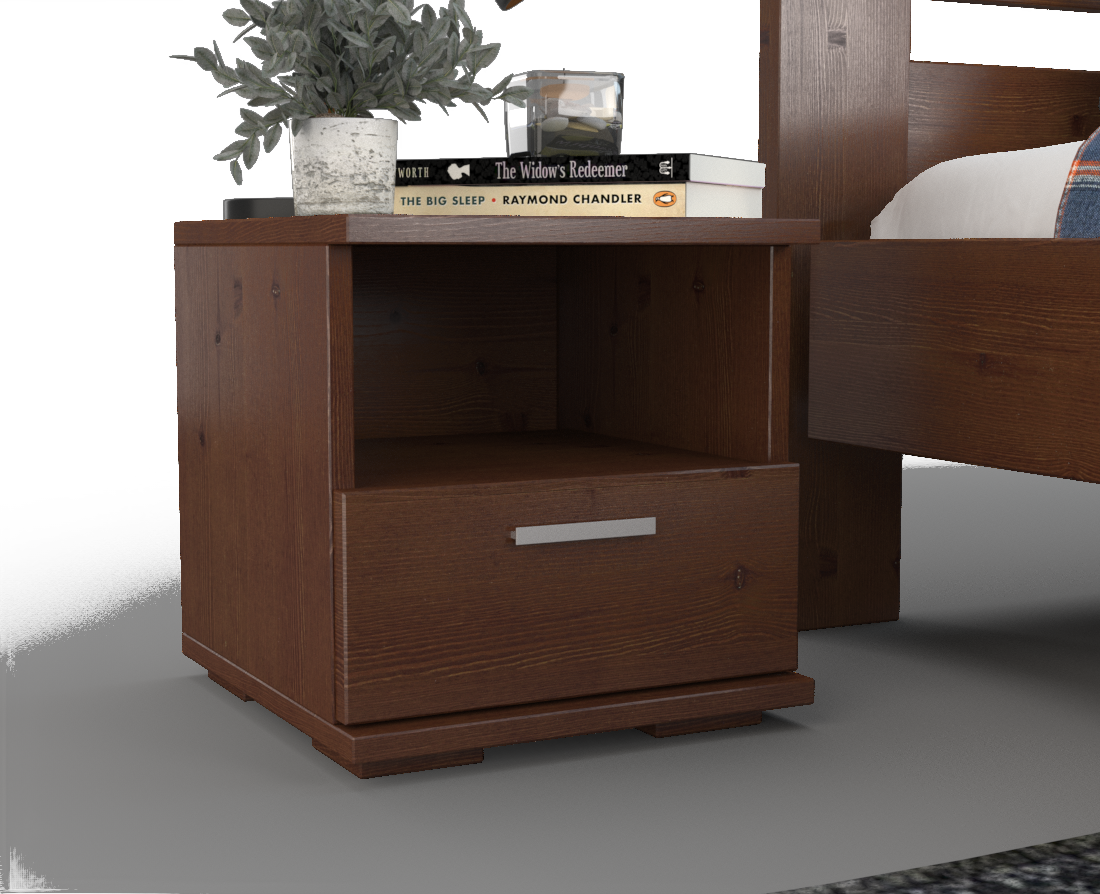 Nobis Kiefer Massivholz Nachttisch Nachtschrank | 1-Schublade und 1 Regal | 100% Bio Kiefer Kiefer Massivholz