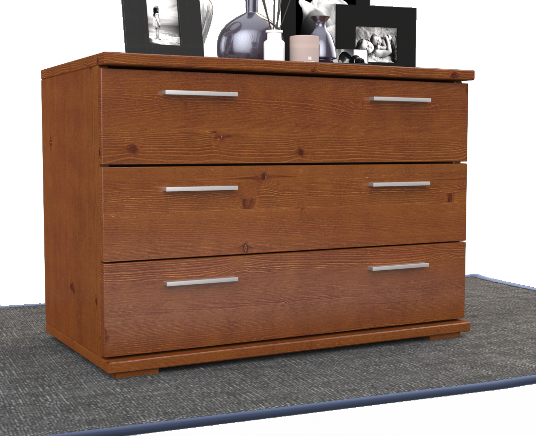 Nobis Kommode Sideboard | 3 große Schubladen | 57cm hoch | 100% Bio Kiefer Massivholz Kiefer Massivholz