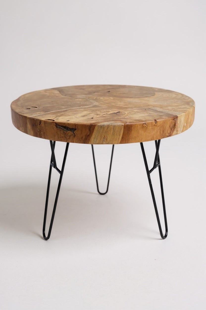 TEAK HAIRPIN – Handgefertigter Couchtisch aus massivem Teakholz mit Metallbeinen FaHome