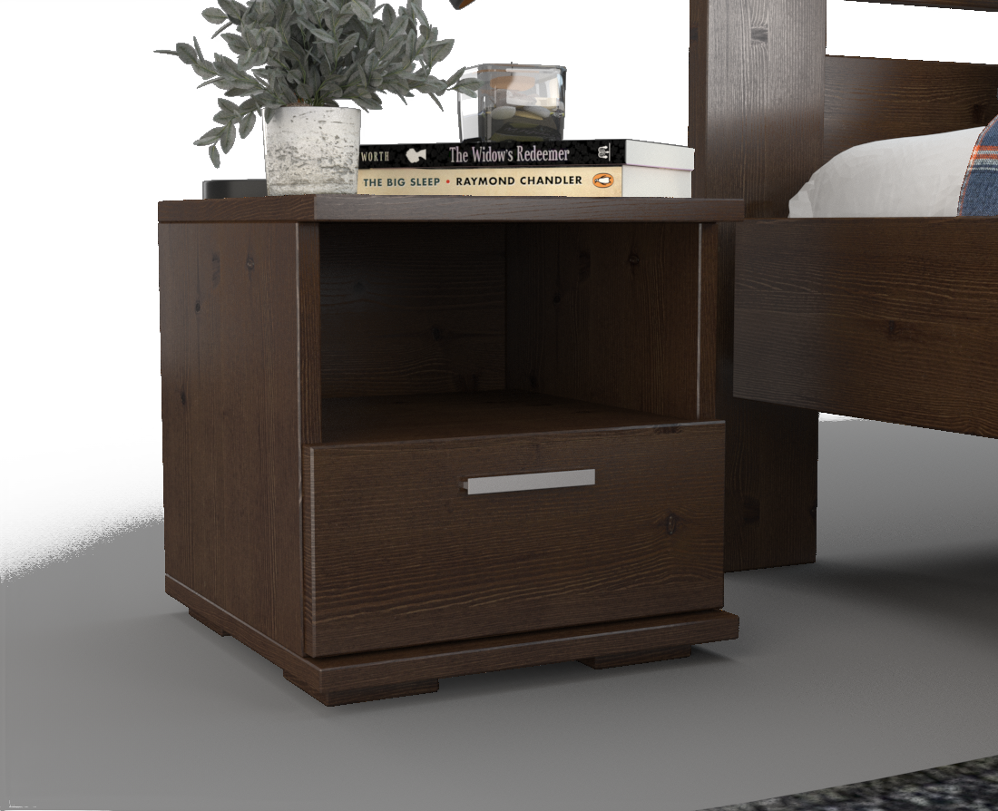 Nobis Kiefer Massivholz Nachttisch Nachtschrank | 1-Schublade und 1 Regal | 100% Bio Kiefer Kiefer Massivholz