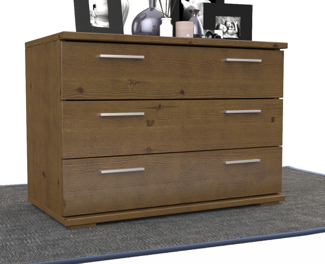 Nobis Kommode Sideboard | 3 große Schubladen | 57cm hoch | 100% Bio Kiefer Massivholz Kiefer Massivholz