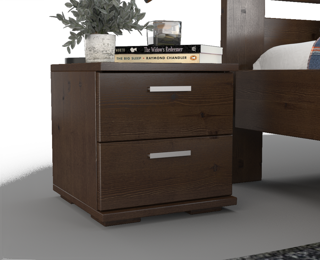 Nobis Kiefer Massivholz Nachttisch Nachtschrank | 2-Schubladen | 100% Bio Kiefer