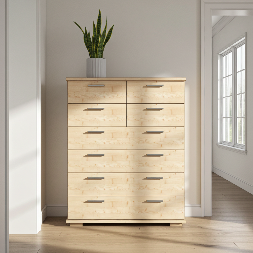 Nobis Schubladenkommode Sideboard | 8-Schubladen | 107cm hoch | 100% Bio Kiefer Massivholz Kiefer Massivholz