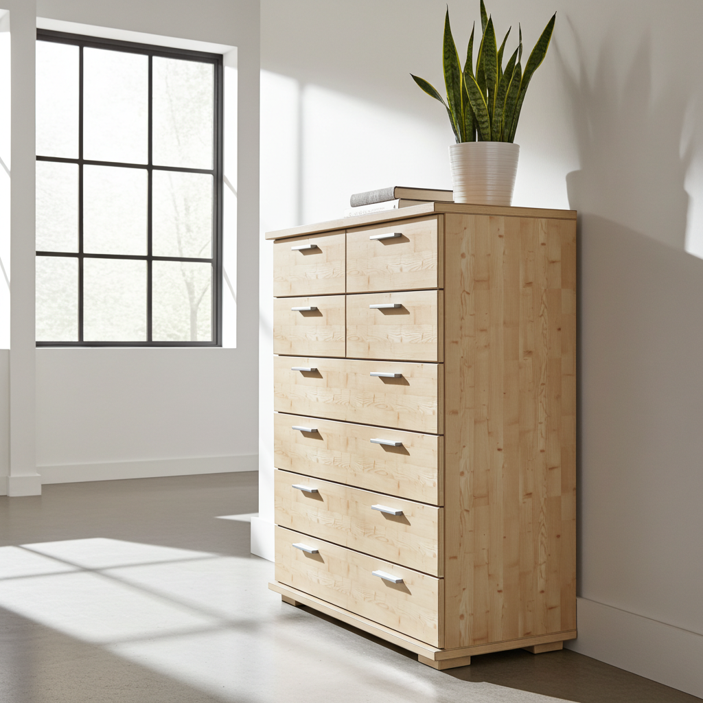 Nobis Schubladenkommode Sideboard | 8-Schubladen | 107cm hoch | 100% Bio Kiefer Massivholz Kiefer Massivholz