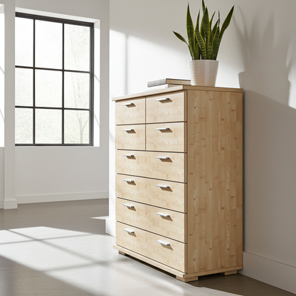 Nobis Schubladenkommode Sideboard | 8-Schubladen | 107cm hoch | 100% Bio Kiefer Massivholz Kiefer Massivholz