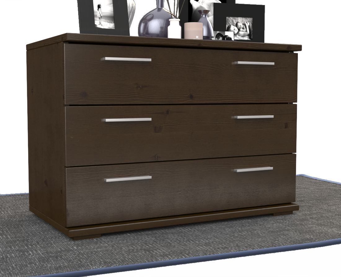 Nobis Kommode Sideboard | 3 große Schubladen | 57cm hoch | 100% Bio Kiefer Massivholz Kiefer Massivholz