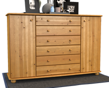 Lade das Bild in den Galerie-Viewer, Anika Kommode XL Sideboard | Anrichte | 2-Türig | 6-Schubladen | 100% Bio Kiefer Massivholz Kiefer Massivholz
