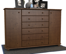 Lade das Bild in den Galerie-Viewer, Anika Kommode XL Sideboard | Anrichte | 2-Türig | 6-Schubladen | 100% Bio Kiefer Massivholz Kiefer Massivholz
