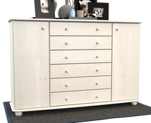 Lade das Bild in den Galerie-Viewer, Anika Kommode XL Sideboard | Anrichte | 2-Türig | 6-Schubladen | 100% Bio Kiefer Massivholz Kiefer Massivholz
