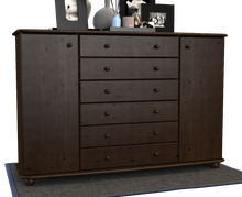 Lade das Bild in den Galerie-Viewer, Anika Kommode XL Sideboard | Anrichte | 2-Türig | 6-Schubladen | 100% Bio Kiefer Massivholz Kiefer Massivholz
