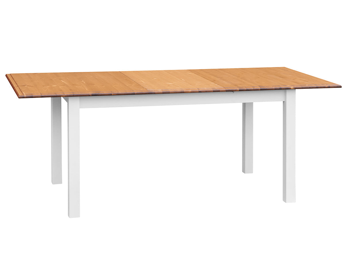 Bologna Elegante Massivholz Kiefer Esstisch ausziehbar 150/197cm | Farbe Weiß - Eiche Kiefer Massivholz