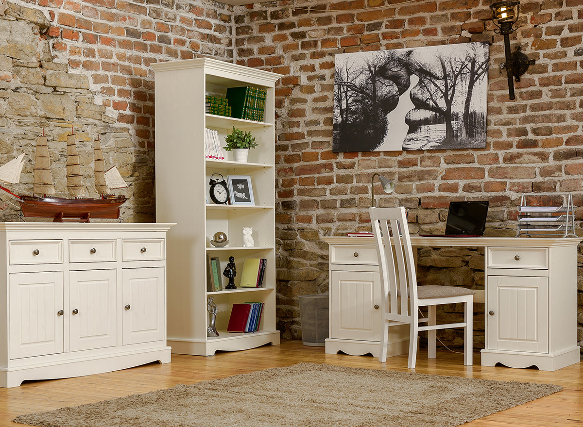 Bologna Elegante Massivholz Kiefer Kommode 3.3 | Farbe weiß Kiefer Massivholz