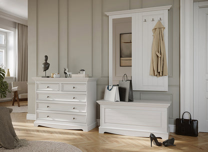 Bologna Elegante Massivholz Kiefer Spiegel Garderobe | Farbe weiß