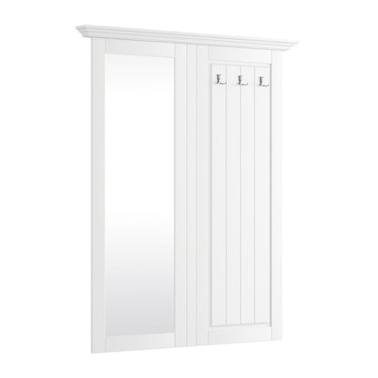 Bologna Elegante Massivholz Kiefer Spiegel Garderobe | Farbe weiß