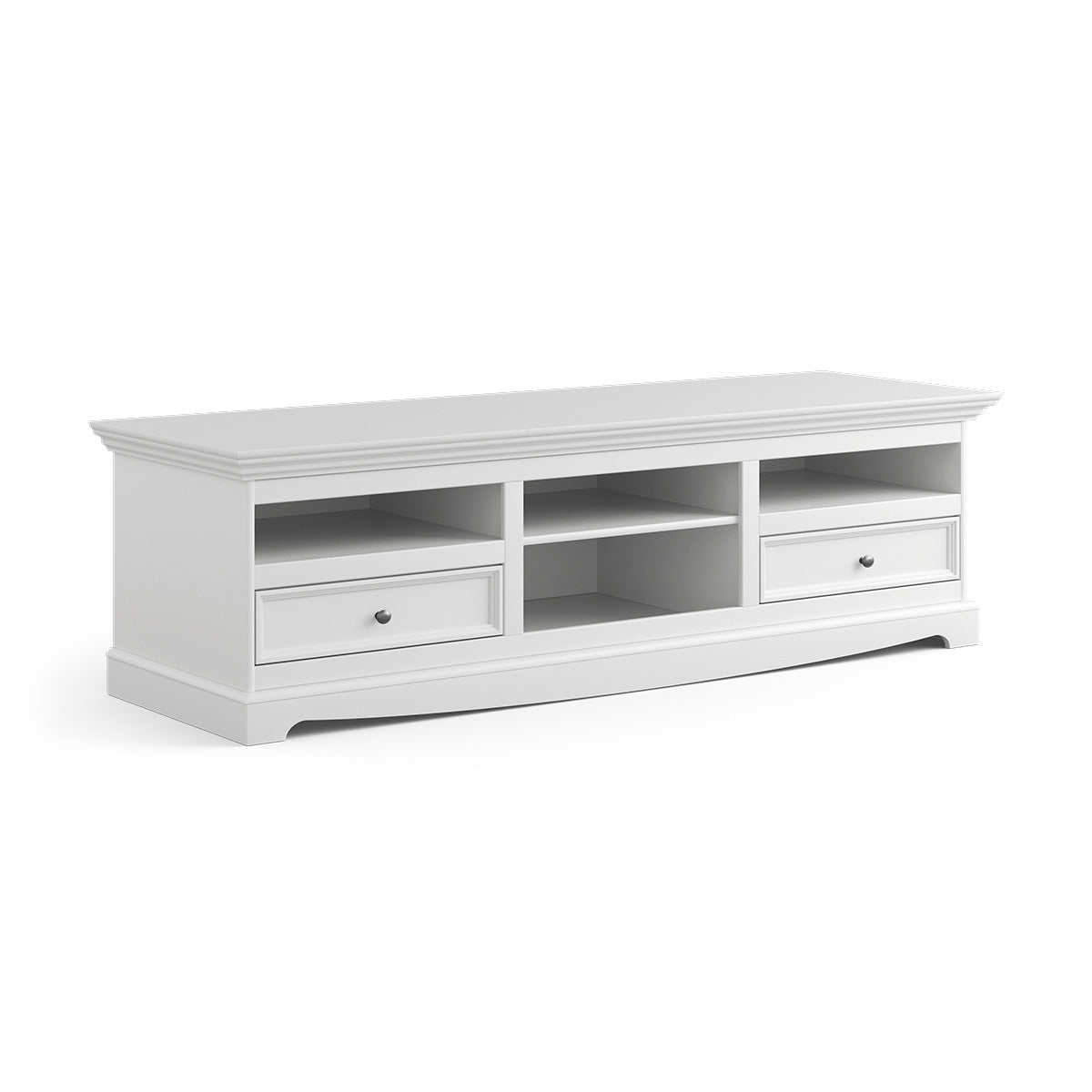 BOLOGNA ELEGANTE – Großer TV-Schrank aus Massivholz in Weiß Kiefer Massivholz