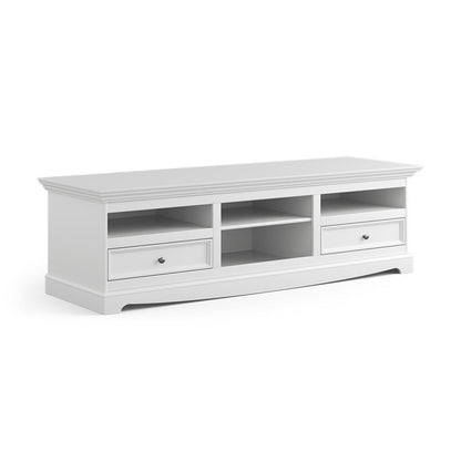 BOLOGNA ELEGANTE – Großer TV-Schrank aus Massivholz in Weiß Kiefer Massivholz