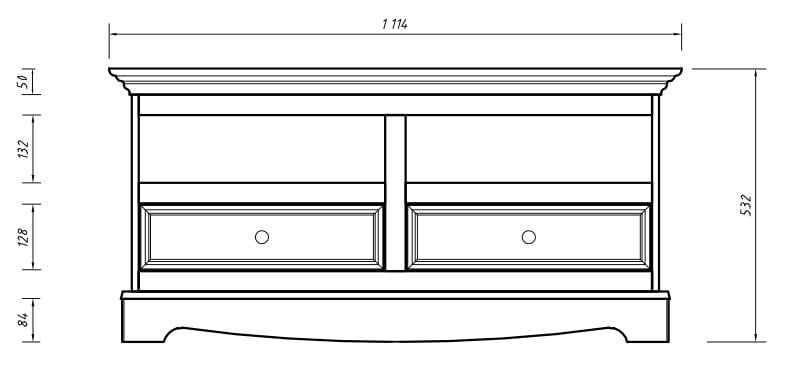 Bologna Elegante Massivholz Kiefer Kommode TV-Schrank | Farbe weiß Kiefer Massivholz