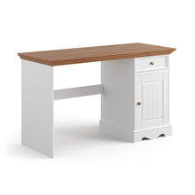 Lade das Bild in den Galerie-Viewer, Bologna Elegante Massivholz Kiefer Schreibtisch 1-Türig | Farbe Weiß - Eiche Kiefer Massivholz
