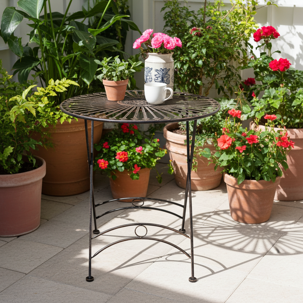 TegalVintage Gartentisch – Antikstil, Metall, 71x71 cm LinkeHomeStore